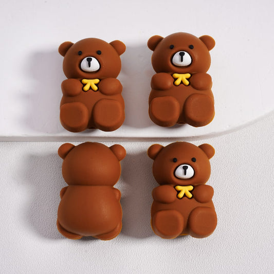 3D Cute Cartoon Style Centerpiece Brown Bear Silicone Focal Bead