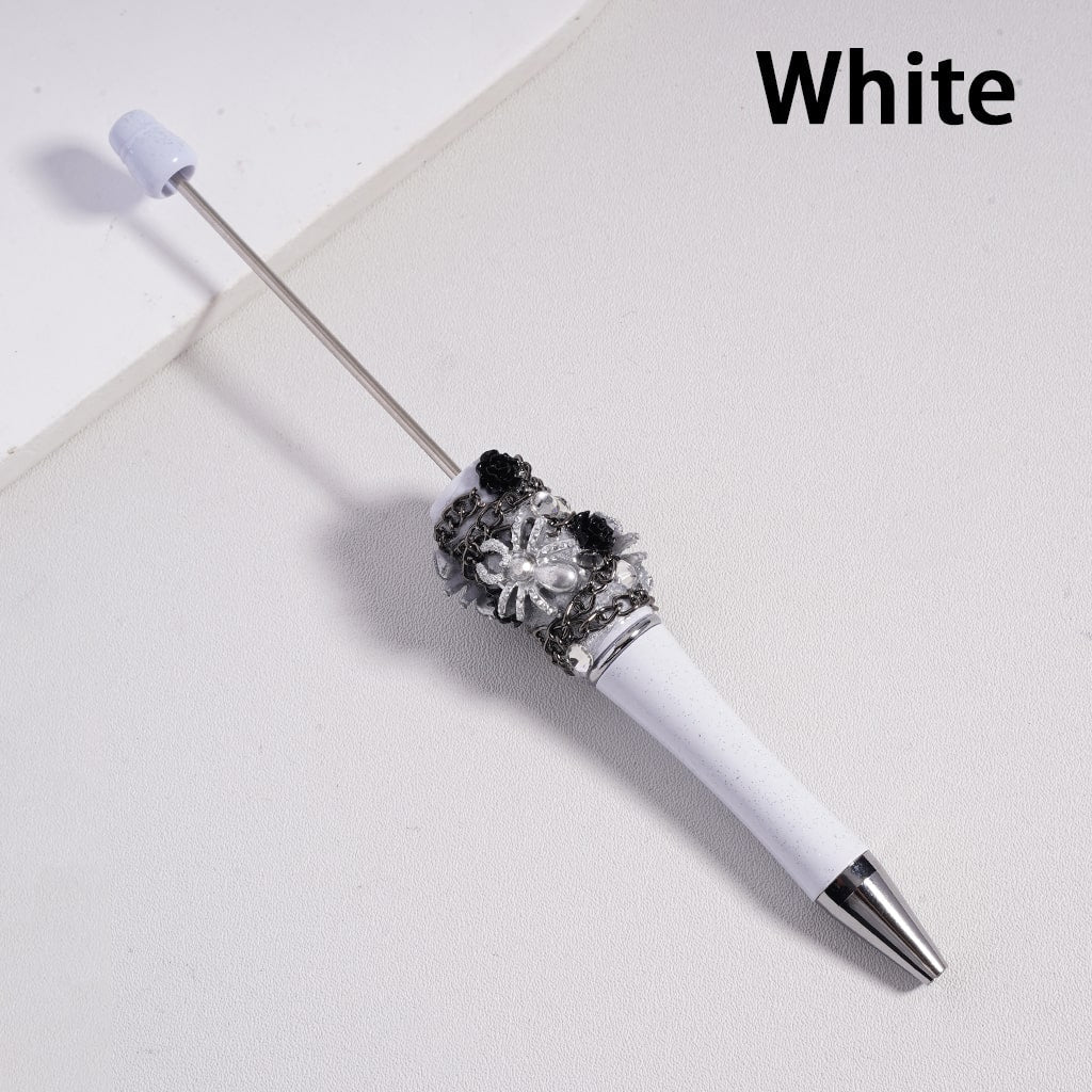 Cute Spider Flower Design with Chains & Clear Rhinestones Spooky Cute Halloween Theme Beadable Pen