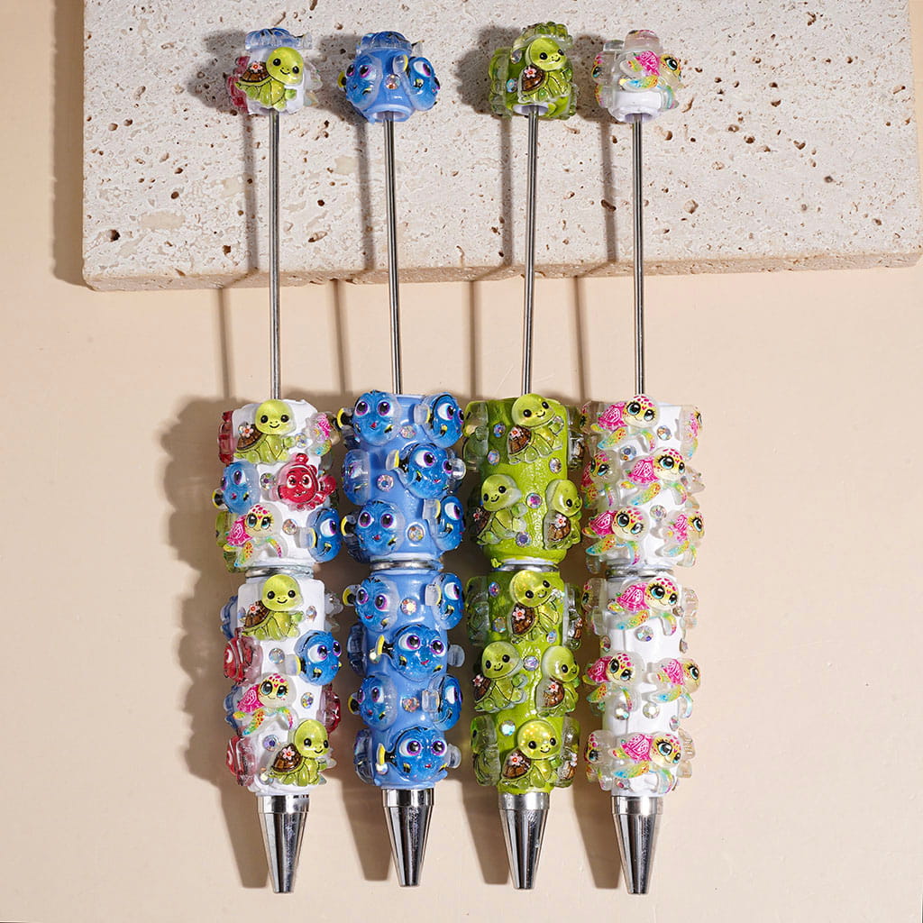 Cute Animal Sea Marine Life Series with Fish Turtle Beadable Clay Pens with AB Rhinestones