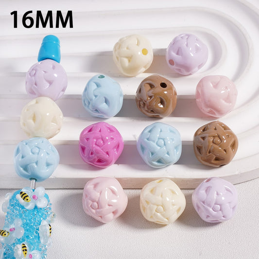 Solid Color Star Design Round Acrylic Beads 16MM (Single Color is available for 300pcs(Whole Bag) Only)