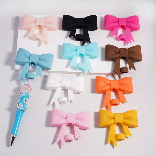 Food Grade Bowknot Silicone Straw Topper Cup Tumbler Accessory Solid Color Random Mix