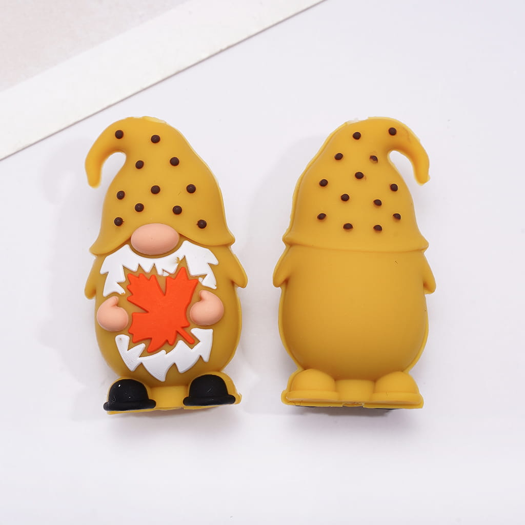 3D Gnome Elf Series and Sleeping Fox Various Colors Autumn Theme Silicone Focal Beads