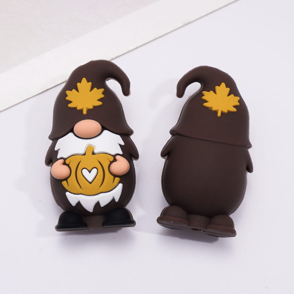 3D Gnome Elf Series and Sleeping Fox Various Colors Autumn Theme Silicone Focal Beads