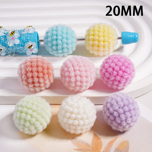 Flocked Round Ball Waxberry Bubble Solid Color Round Acrylic Beads 20MM (Single Color is available for 100pcs(Whole Bag) Only)