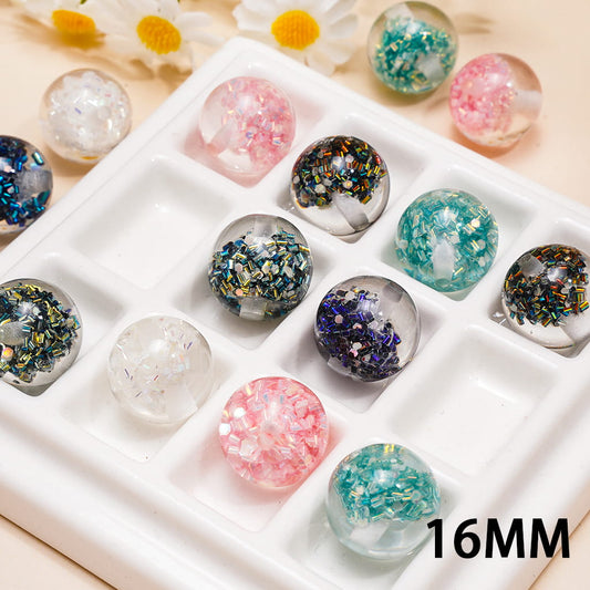 Confetti Flake Cylinder Design Assorted Colors Acrylic Beads 16MM Random Mix