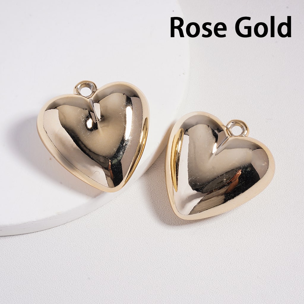 3D Shiny Metallic Heart Shape Pendant with Mini Ring 31*33MM