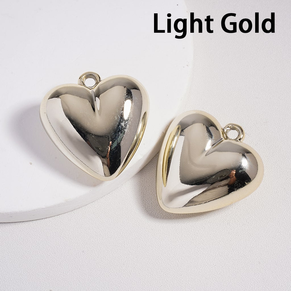 3D Shiny Metallic Heart Shape Pendant with Mini Ring 31*33MM