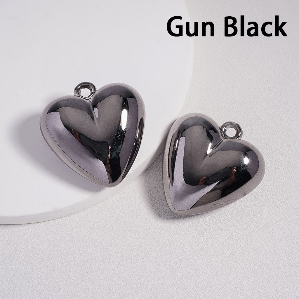 3D Shiny Metallic Heart Shape Pendant with Mini Ring 31*33MM