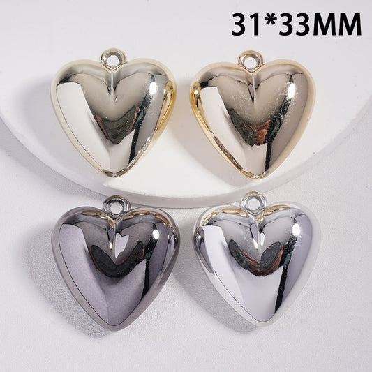 3D Shiny Metallic Heart Shape Pendant with Mini Ring 31*33MM