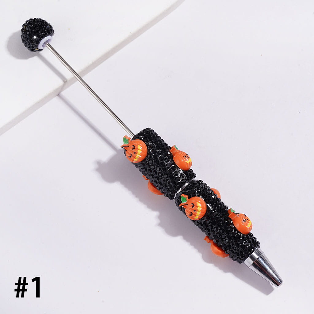 Pumpkin Ghost and Black Rhinestone Halloween Series Rhinestones Covered the Entire Beadable Clay Pens