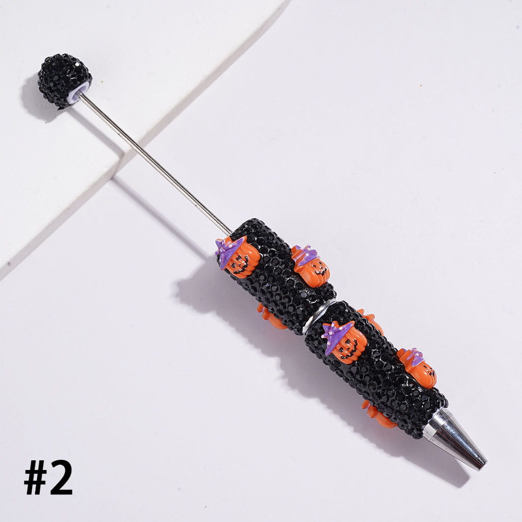 Pumpkin Ghost and Black Rhinestone Halloween Series Rhinestones Covered the Entire Beadable Clay Pens