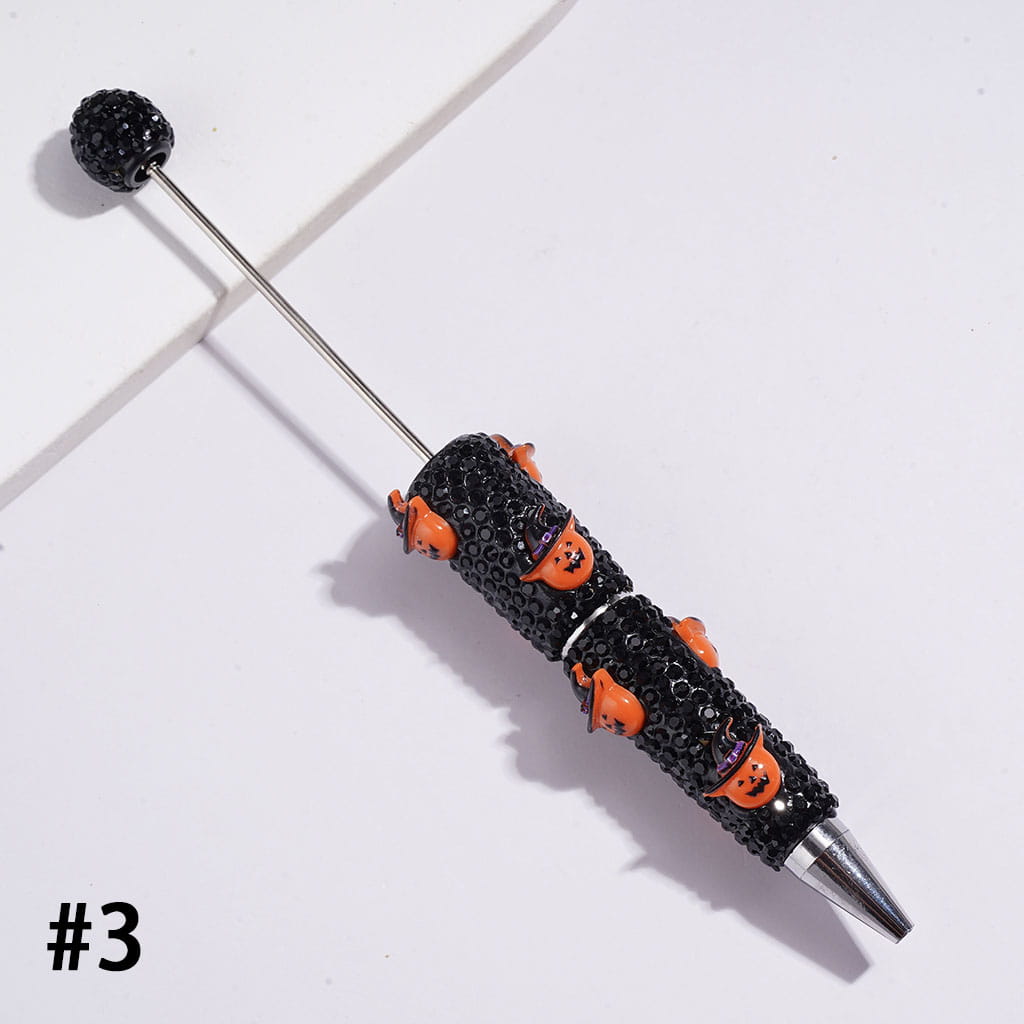 Pumpkin Ghost and Black Rhinestone Halloween Series Rhinestones Covered the Entire Beadable Clay Pens