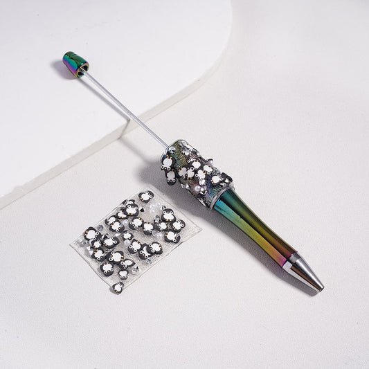 DIY Bling Bling Wrap Tape Cute Penguins with White Pearls & Rhinestones, Clear Cone Shape for Pen Around 40*28MM, (78pcs in 1 Sheet), Please Read the Description
