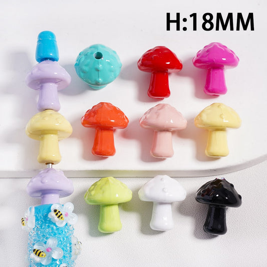 Glossy Multi Color Cute Mushroom in Solid Color, Acrylic Beads 18MM Height (with Stoving Varnish Process) (Single Color is available for 200pcs(Whole Bag) Only)