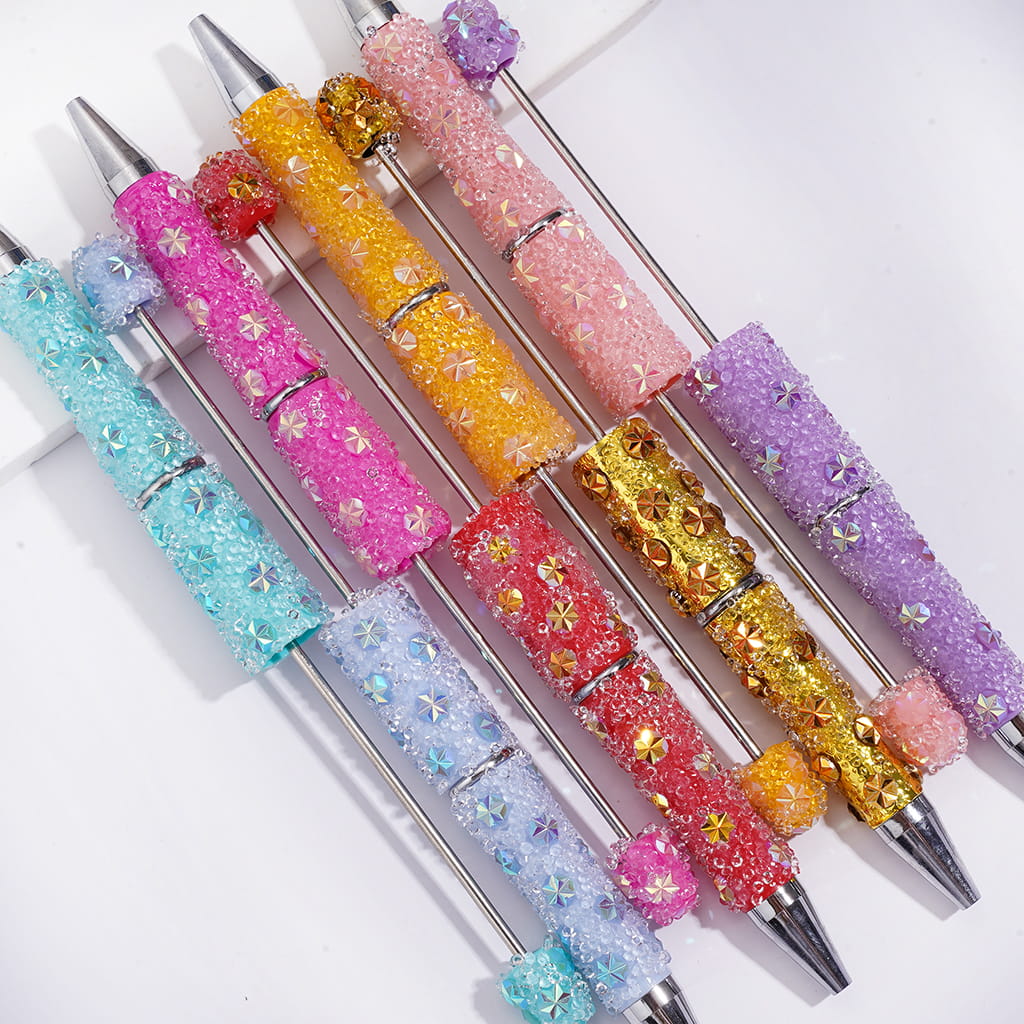 UV Coating Snowflake & Clear Cone-Shaped Rhinestones Sugar Beadable Pens, Multi-Color