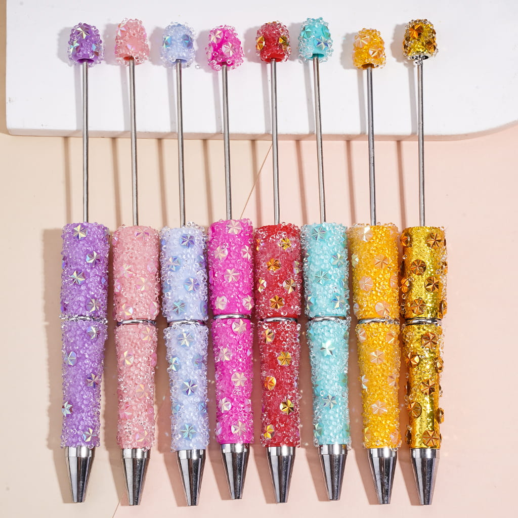 UV Coating Snowflake & Clear Cone-Shaped Rhinestones Sugar Beadable Pens, Multi-Color