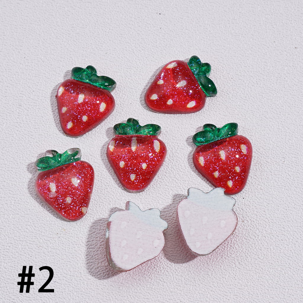 DIY Mini Strawberry, Watermelon, Peach, Lemon, Apple, Cherry, Pineapple and Grape Acrylic Fruits Mix for Beads Jewelry Accessories