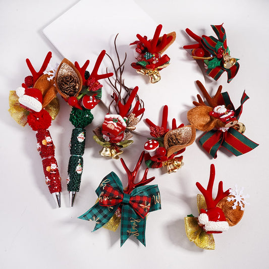 Holiday Series Deer, Santa, Snowman, Tree, Snowflakes & More with Rhinestones Christmas Charms Clay Bead
