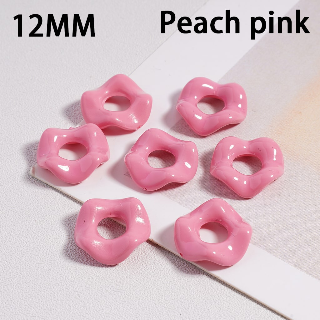 Glossy Multicolor Wavy Acrylic Spacer Beads 12MM Random Mix (With Stoving Varnish Process) // (Single Color is available for 500pcs(Whole Bag) Only)