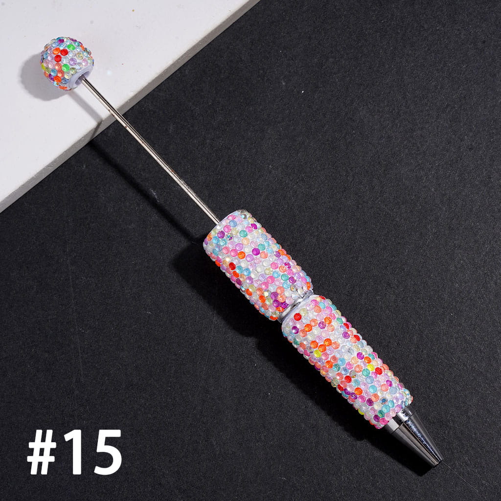 Beadable Clay Pens with Shiny Rhinestones Covered the Entire Pens, Multi-Color