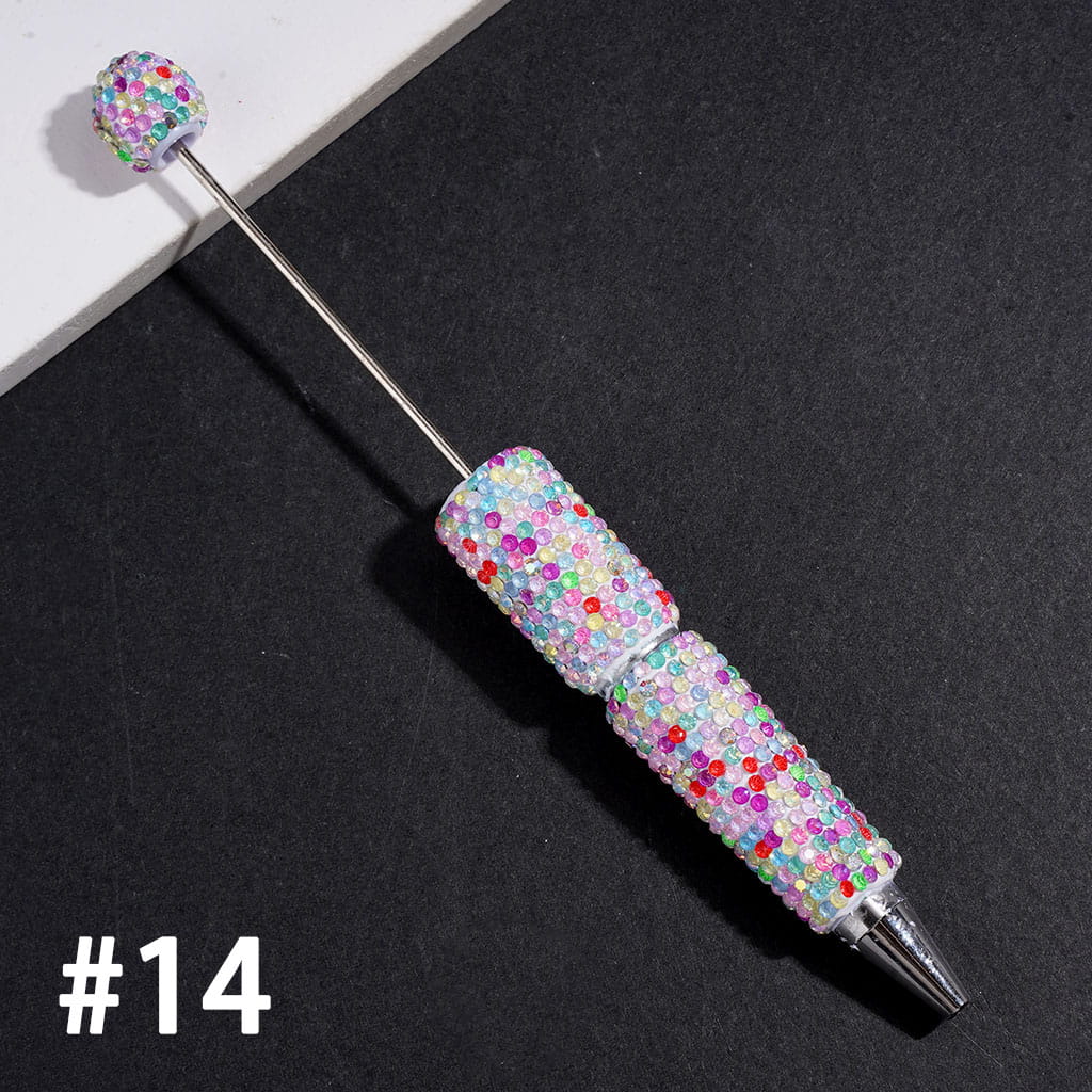 Beadable Clay Pens with Shiny Rhinestones Covered the Entire Pens, Multi-Color
