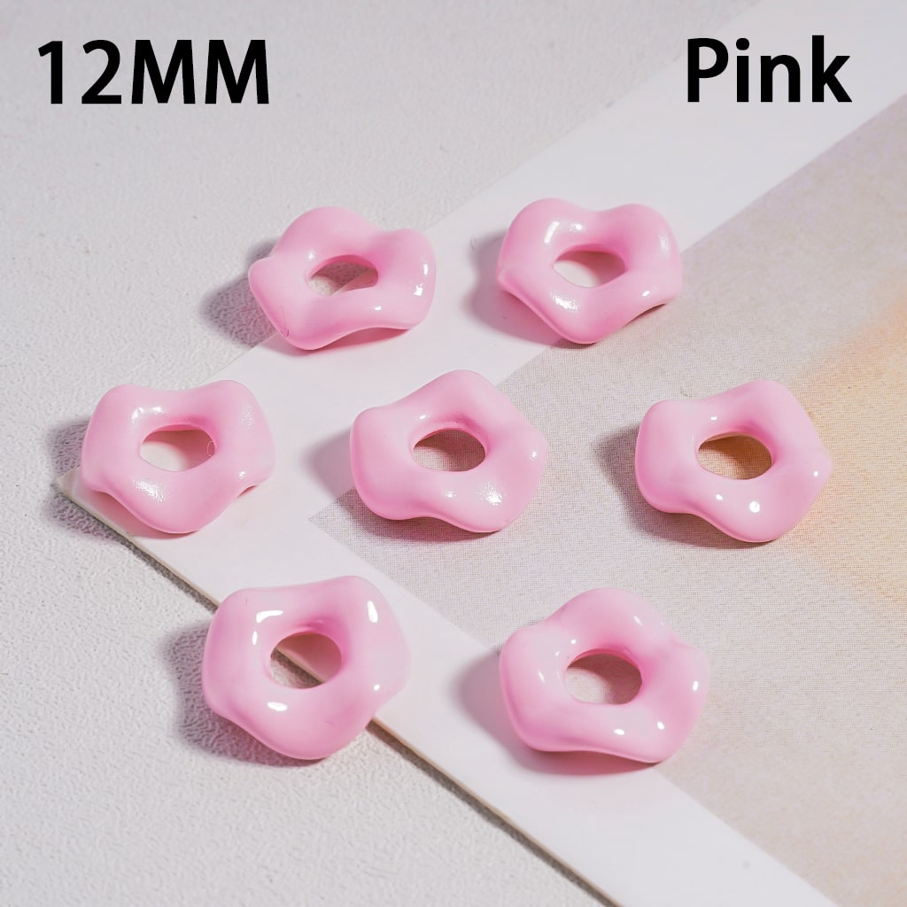 Glossy Multicolor Wavy Acrylic Spacer Beads 12MM Random Mix (With Stoving Varnish Process) // (Single Color is available for 500pcs(Whole Bag) Only)