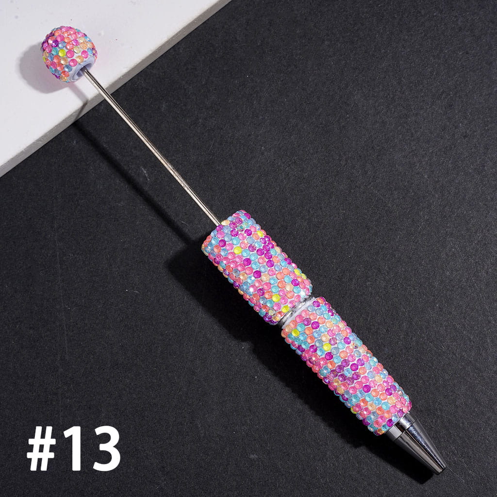 Beadable Clay Pens with Shiny Rhinestones Covered the Entire Pens, Multi-Color