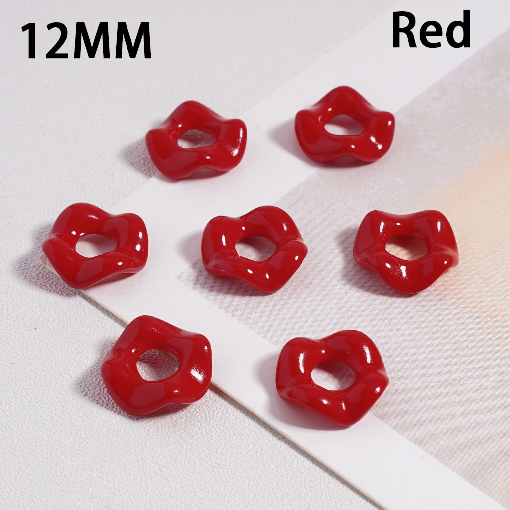 Glossy Multicolor Wavy Acrylic Spacer Beads 12MM Random Mix (With Stoving Varnish Process) // (Single Color is available for 500pcs(Whole Bag) Only)