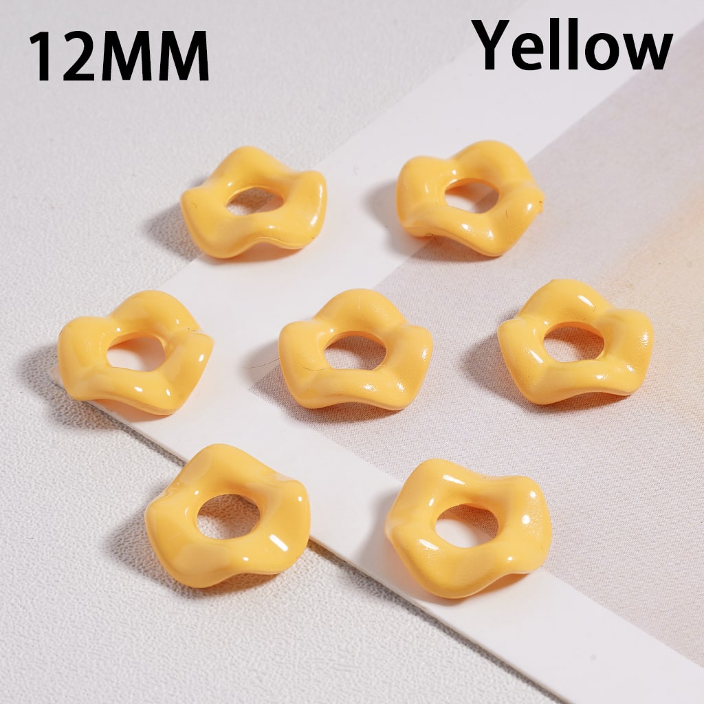 Glossy Multicolor Wavy Acrylic Spacer Beads 12MM Random Mix (With Stoving Varnish Process) // (Single Color is available for 500pcs(Whole Bag) Only)