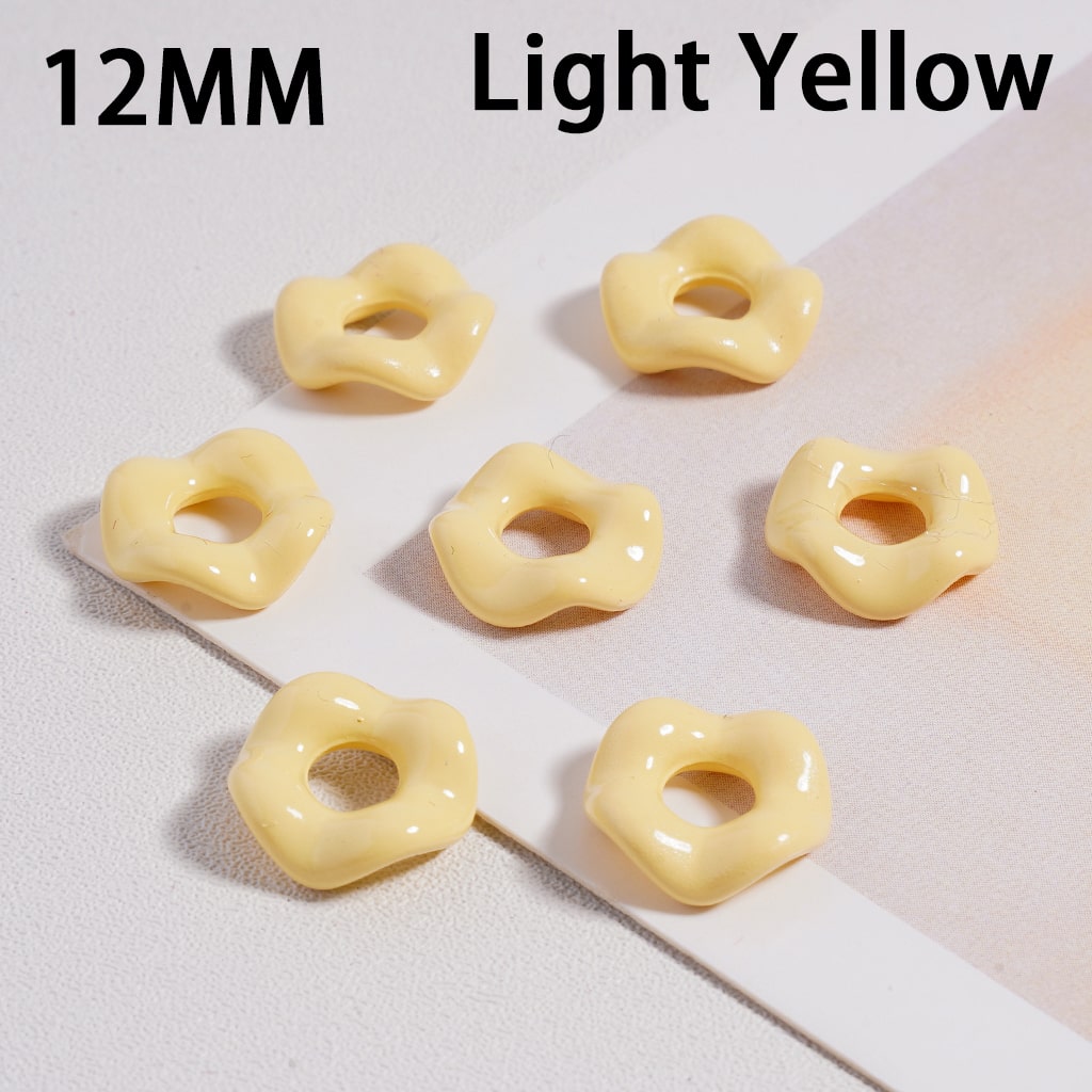 Glossy Multicolor Wavy Acrylic Spacer Beads 12MM Random Mix (With Stoving Varnish Process) // (Single Color is available for 500pcs(Whole Bag) Only)