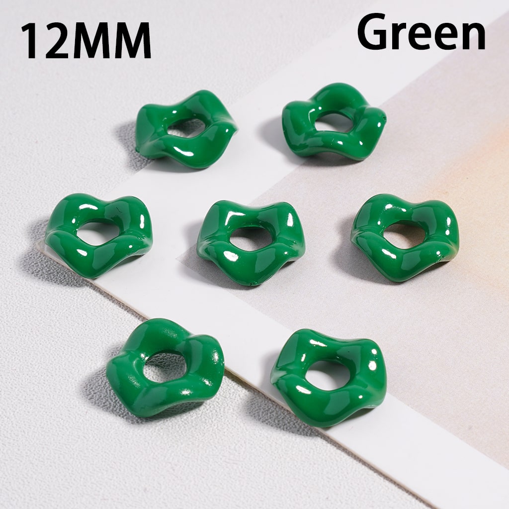 Glossy Multicolor Wavy Acrylic Spacer Beads 12MM Random Mix (With Stoving Varnish Process) // (Single Color is available for 500pcs(Whole Bag) Only)