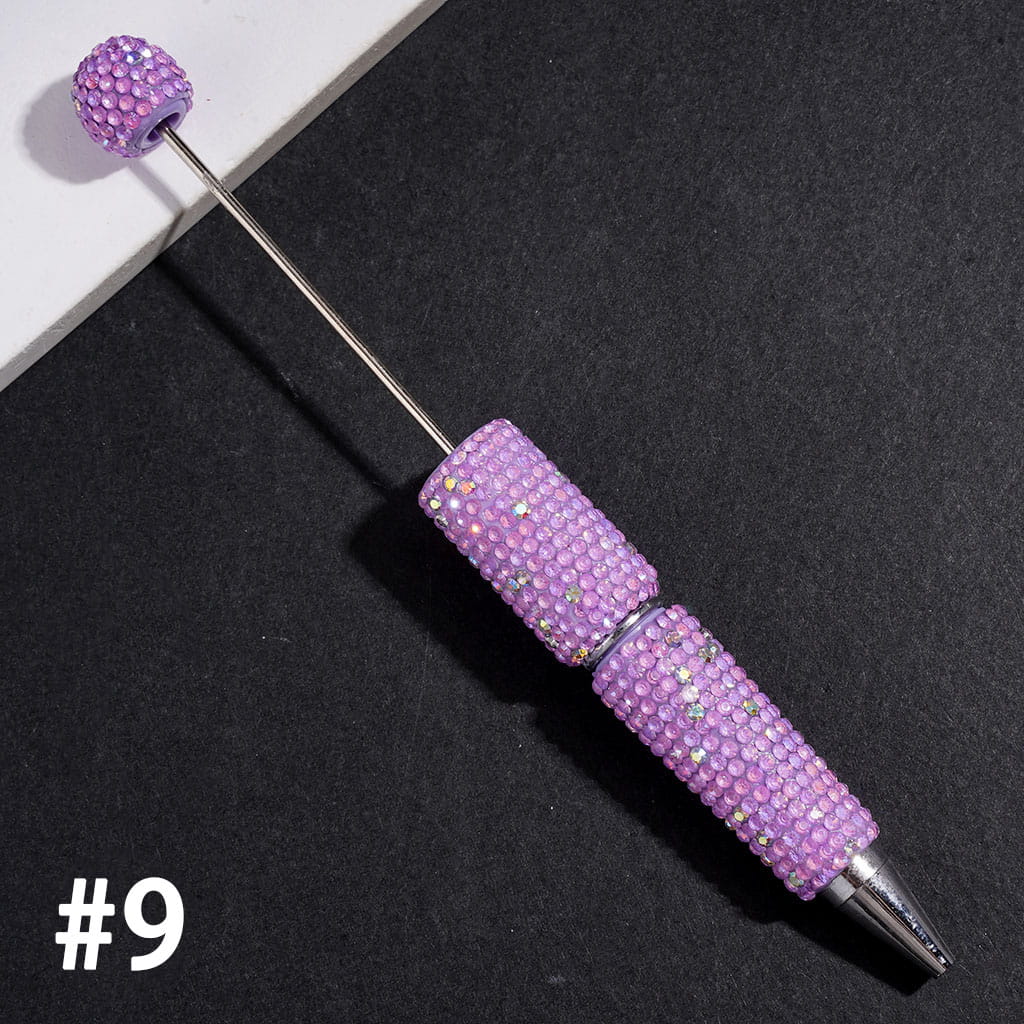Beadable Clay Pens with Shiny Rhinestones Covered the Entire Pens, Multi-Color