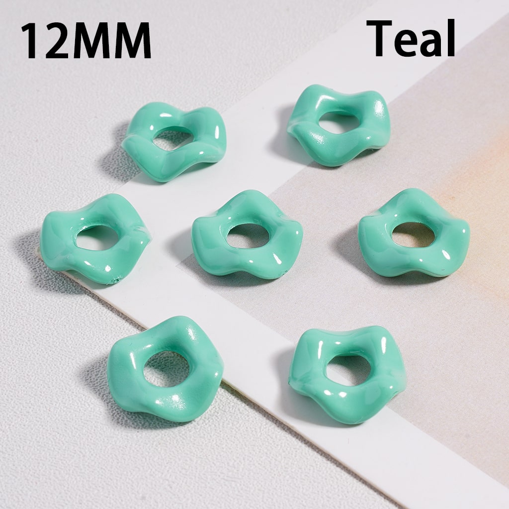 Glossy Multicolor Wavy Acrylic Spacer Beads 12MM Random Mix (With Stoving Varnish Process) // (Single Color is available for 500pcs(Whole Bag) Only)