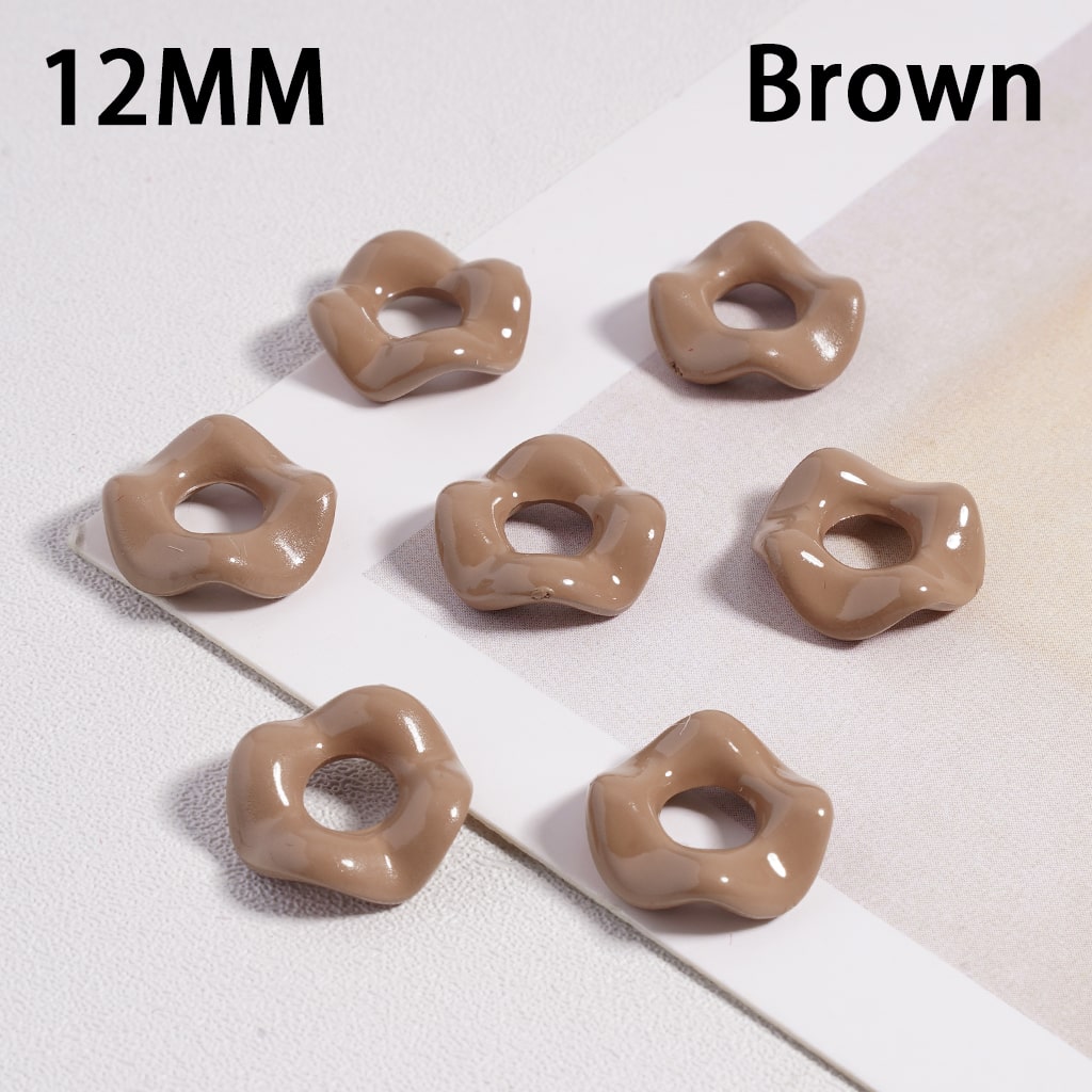 Glossy Multicolor Wavy Acrylic Spacer Beads 12MM Random Mix (With Stoving Varnish Process) // (Single Color is available for 500pcs(Whole Bag) Only)