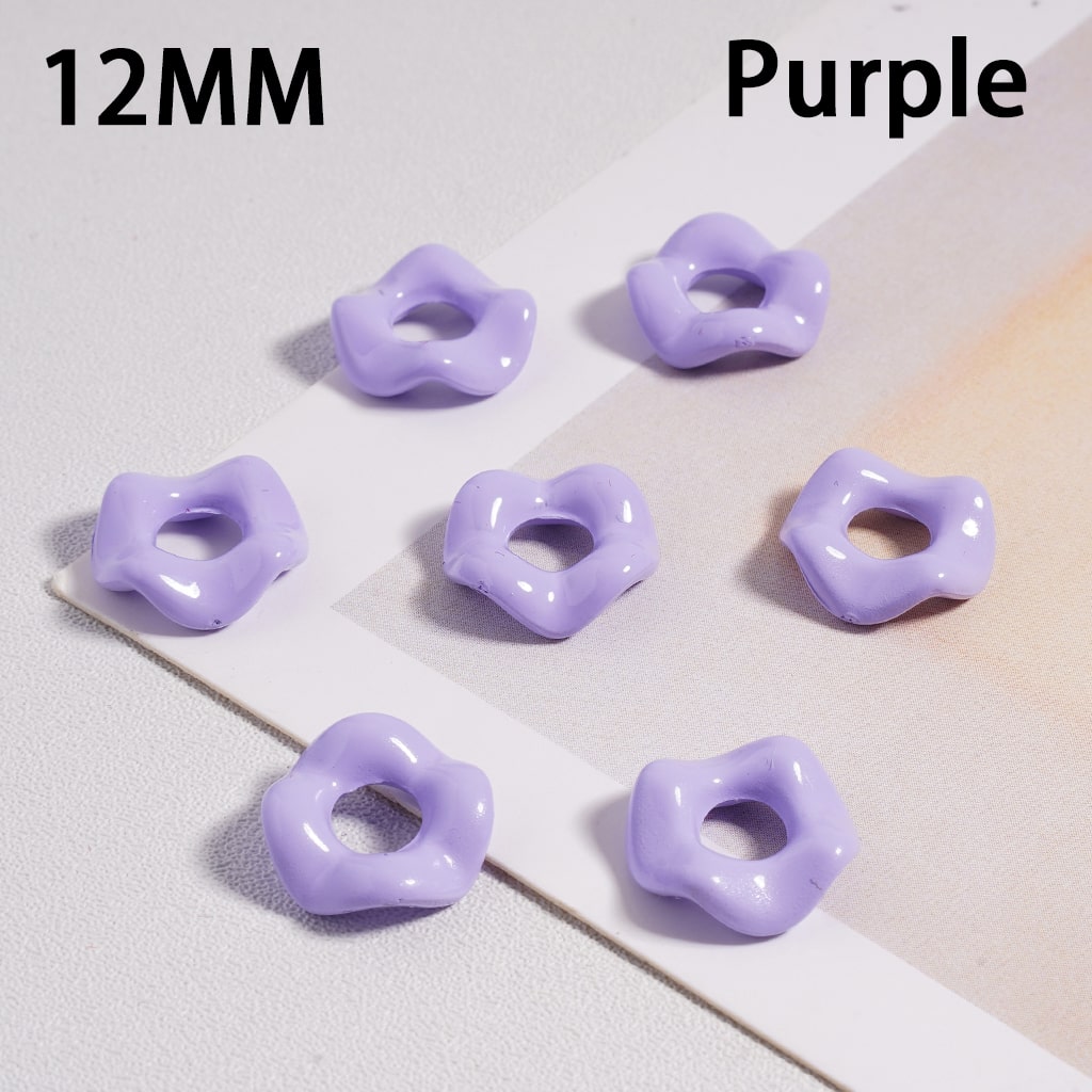 Glossy Multicolor Wavy Acrylic Spacer Beads 12MM Random Mix (With Stoving Varnish Process) // (Single Color is available for 500pcs(Whole Bag) Only)