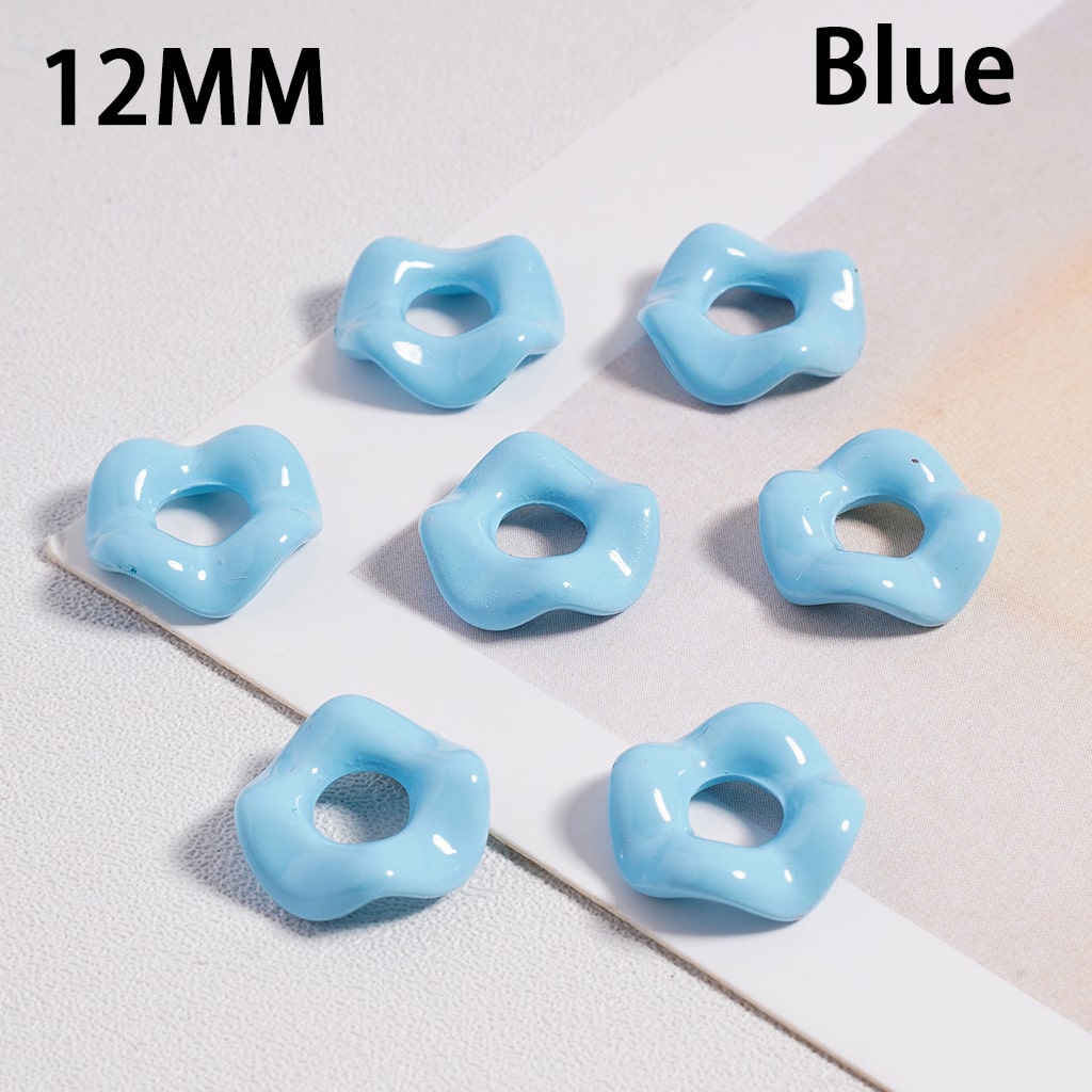 Glossy Multicolor Wavy Acrylic Spacer Beads 12MM Random Mix (With Stoving Varnish Process) // (Single Color is available for 500pcs(Whole Bag) Only)
