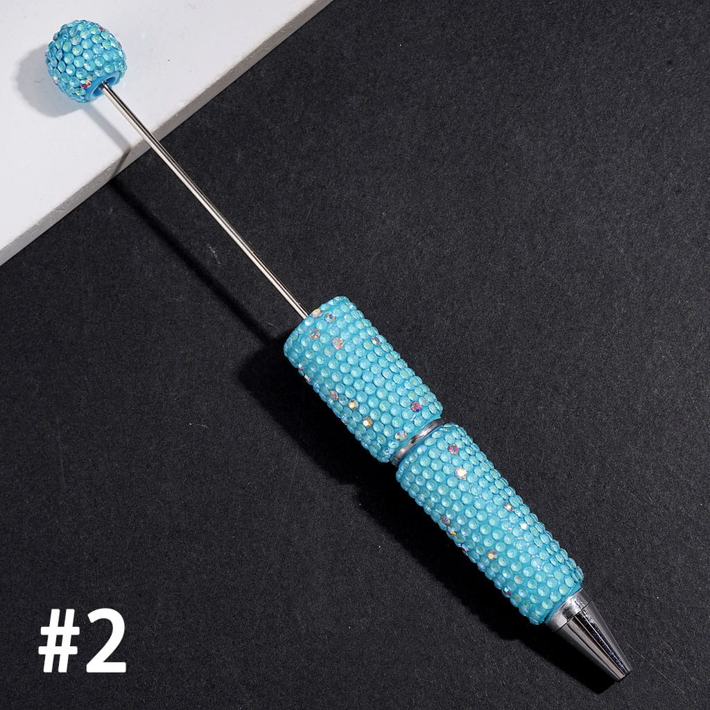 Beadable Clay Pens with Shiny Rhinestones Covered the Entire Pens, Multi-Color