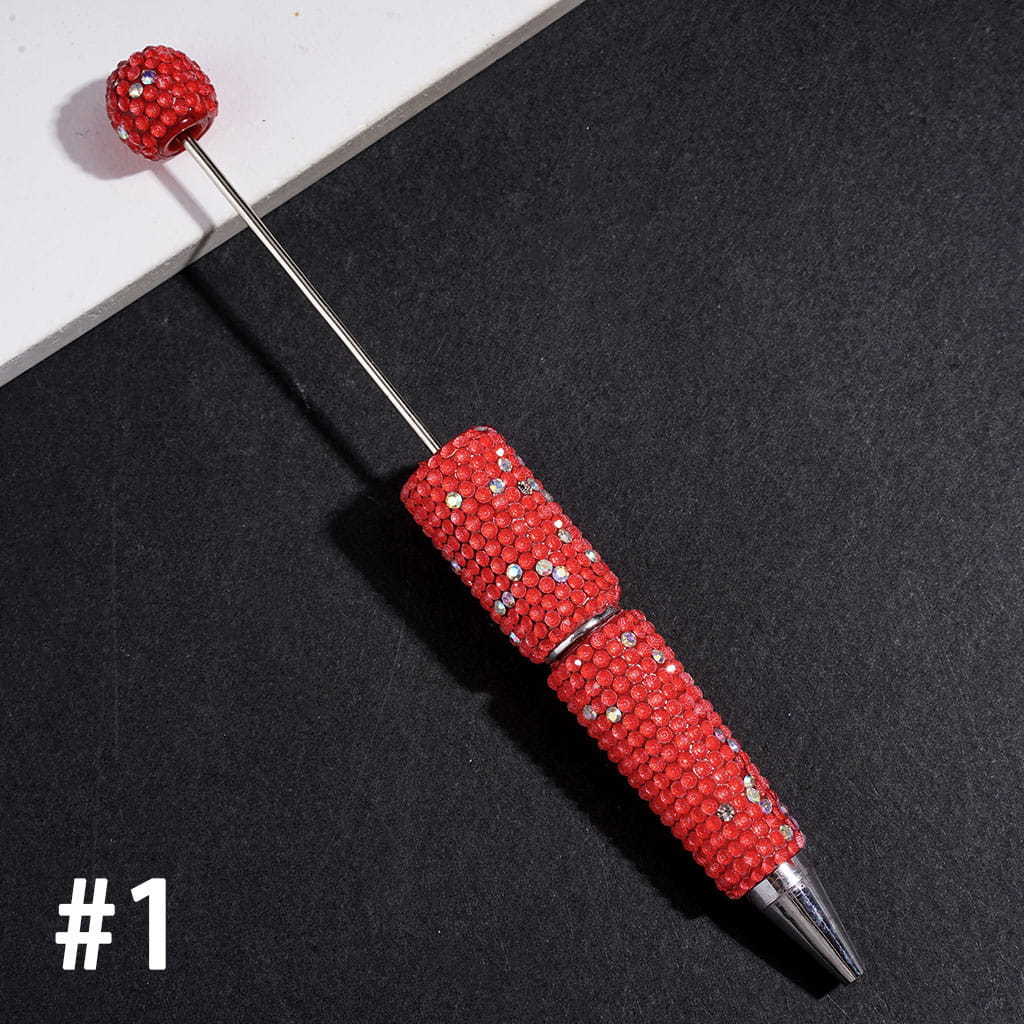 Beadable Clay Pens with Shiny Rhinestones Covered the Entire Pens, Multi-Color