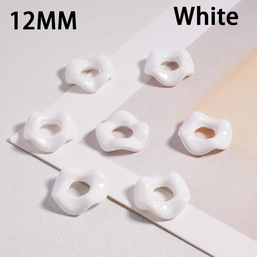 Glossy Multicolor Wavy Acrylic Spacer Beads 12MM Random Mix (With Stoving Varnish Process) // (Single Color is available for 500pcs(Whole Bag) Only)