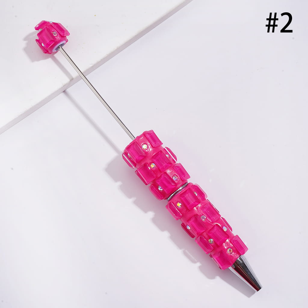 Beadable Clay Pens with Neon Colors Rectangle and AB Rhinestones