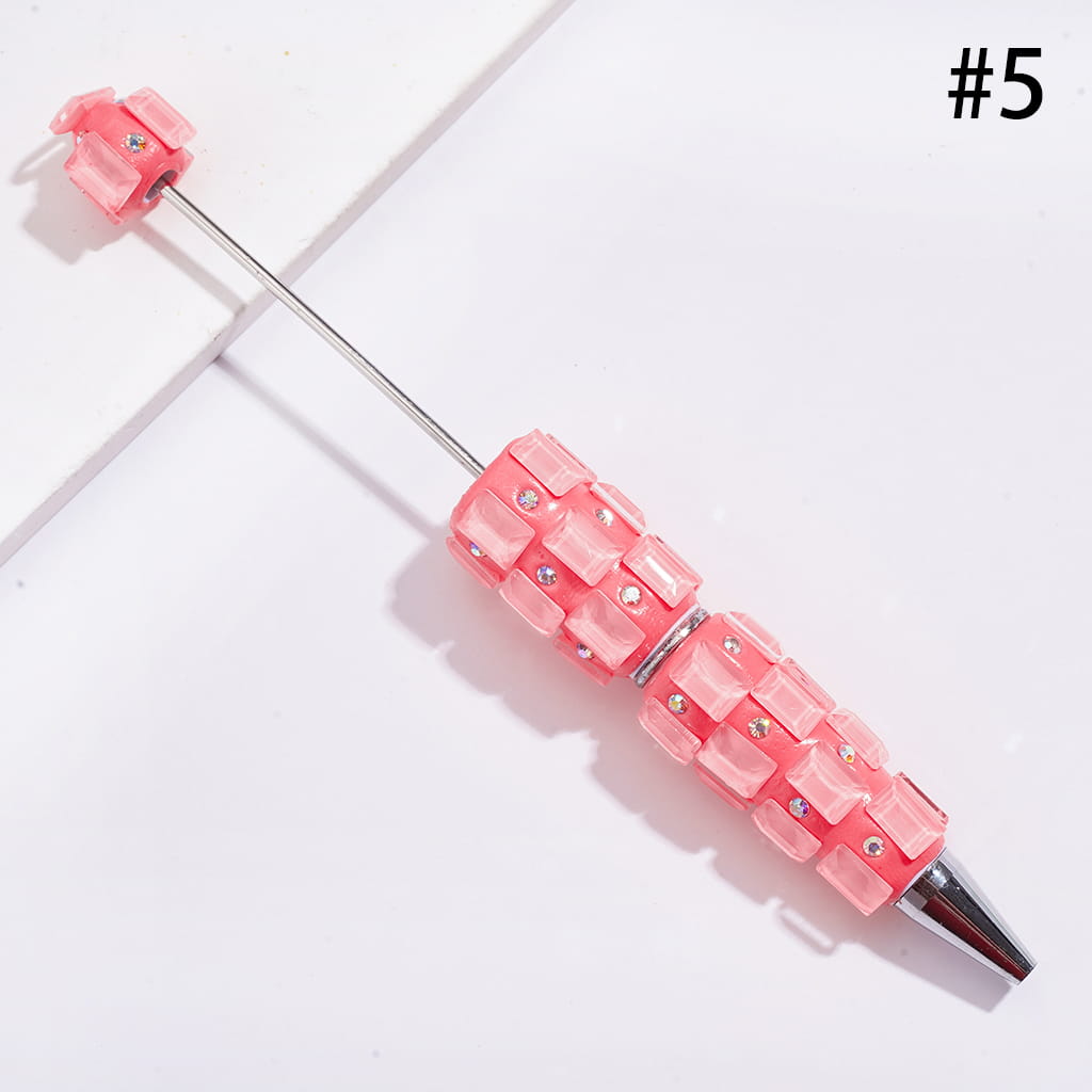 Beadable Clay Pens with Neon Colors Rectangle and AB Rhinestones
