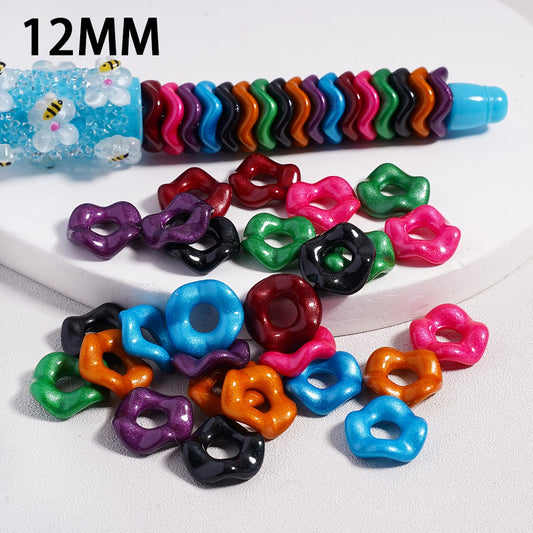 Dark Series Wavy Acrylic Spacer Beads Dark Color Series, 12MM (Single Color is available for 500pcs(Whole Bag) Only)