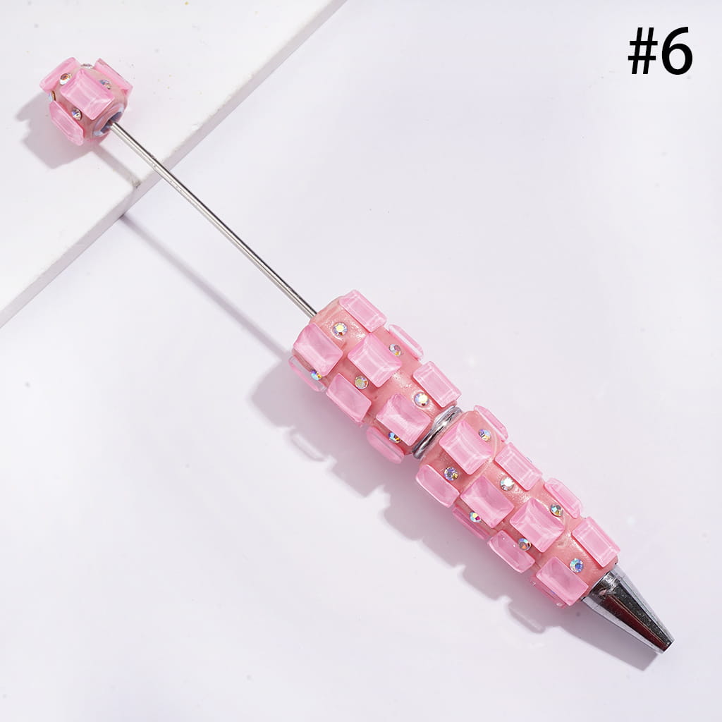 Beadable Clay Pens with Neon Colors Rectangle and AB Rhinestones