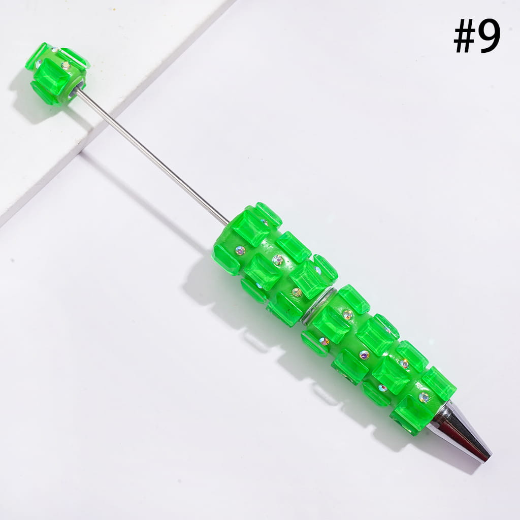 Beadable Clay Pens with Neon Colors Rectangle and AB Rhinestones