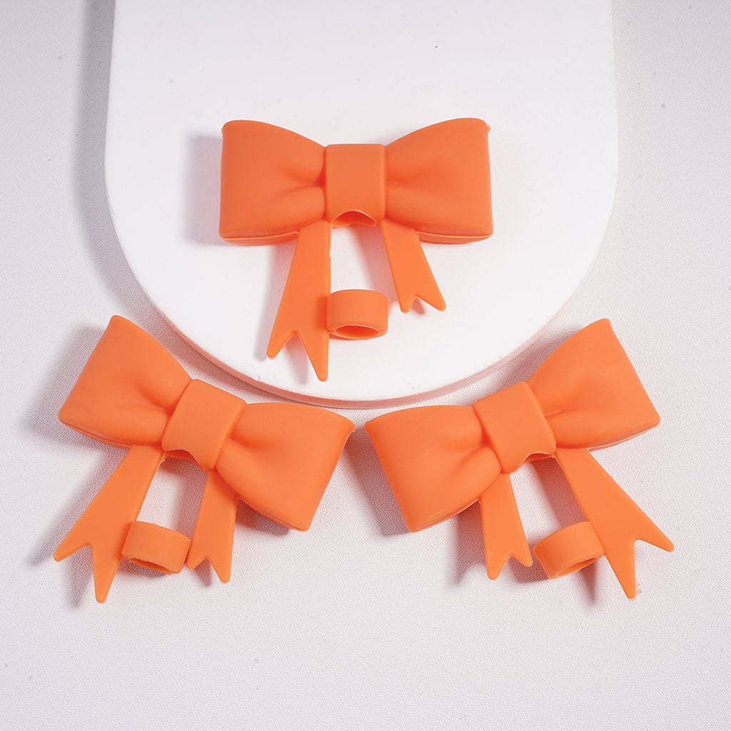 Food Grade Bowknot Silicone Straw Topper Cup Tumbler Accessory Solid Color Random Mix