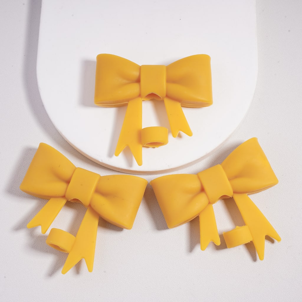 Food Grade Bowknot Silicone Straw Topper Cup Tumbler Accessory Solid Color Random Mix