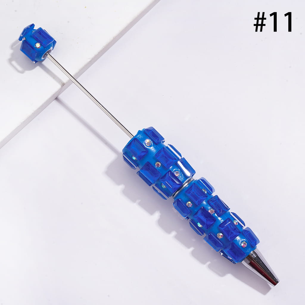 Beadable Clay Pens with Neon Colors Rectangle and AB Rhinestones