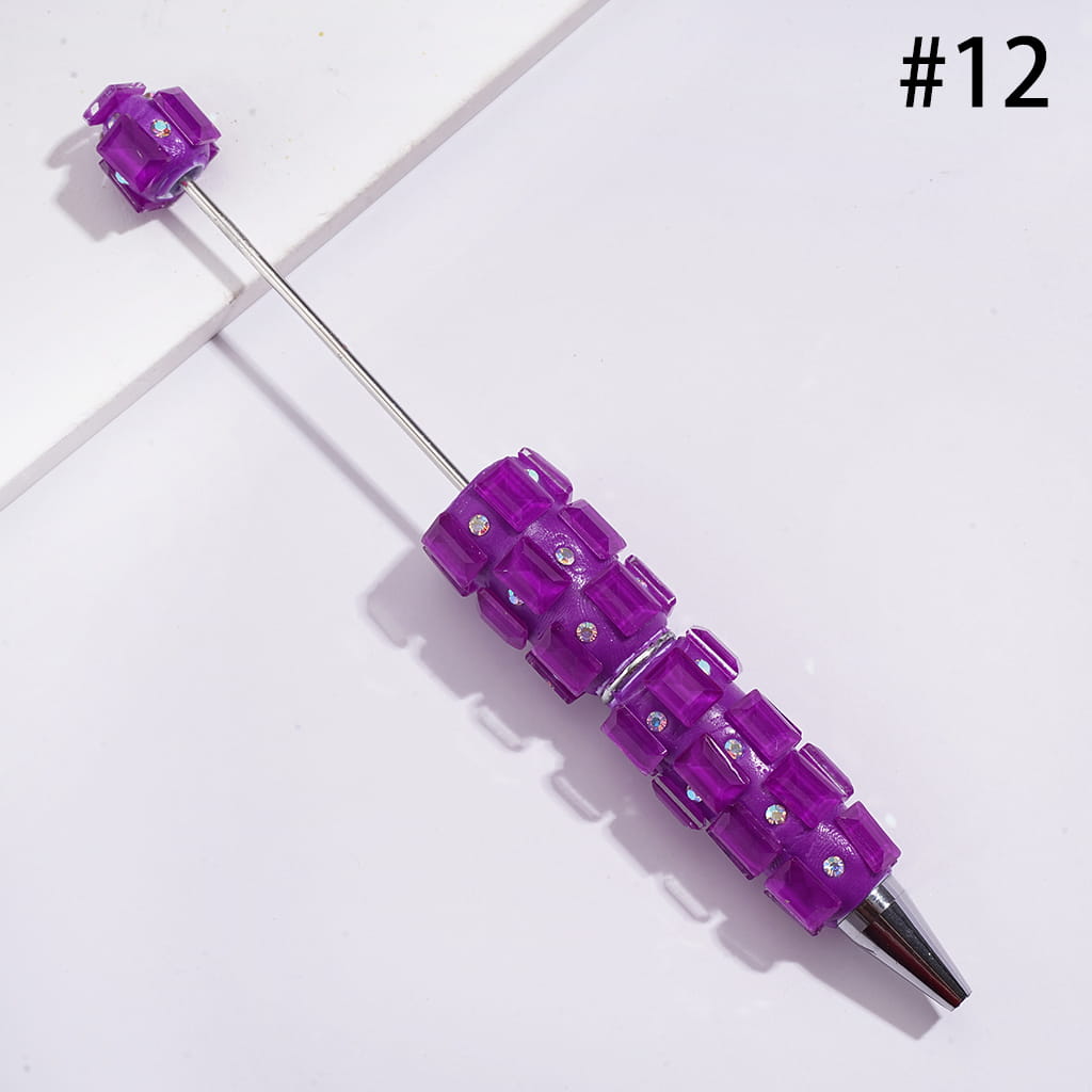 Beadable Clay Pens with Neon Colors Rectangle and AB Rhinestones
