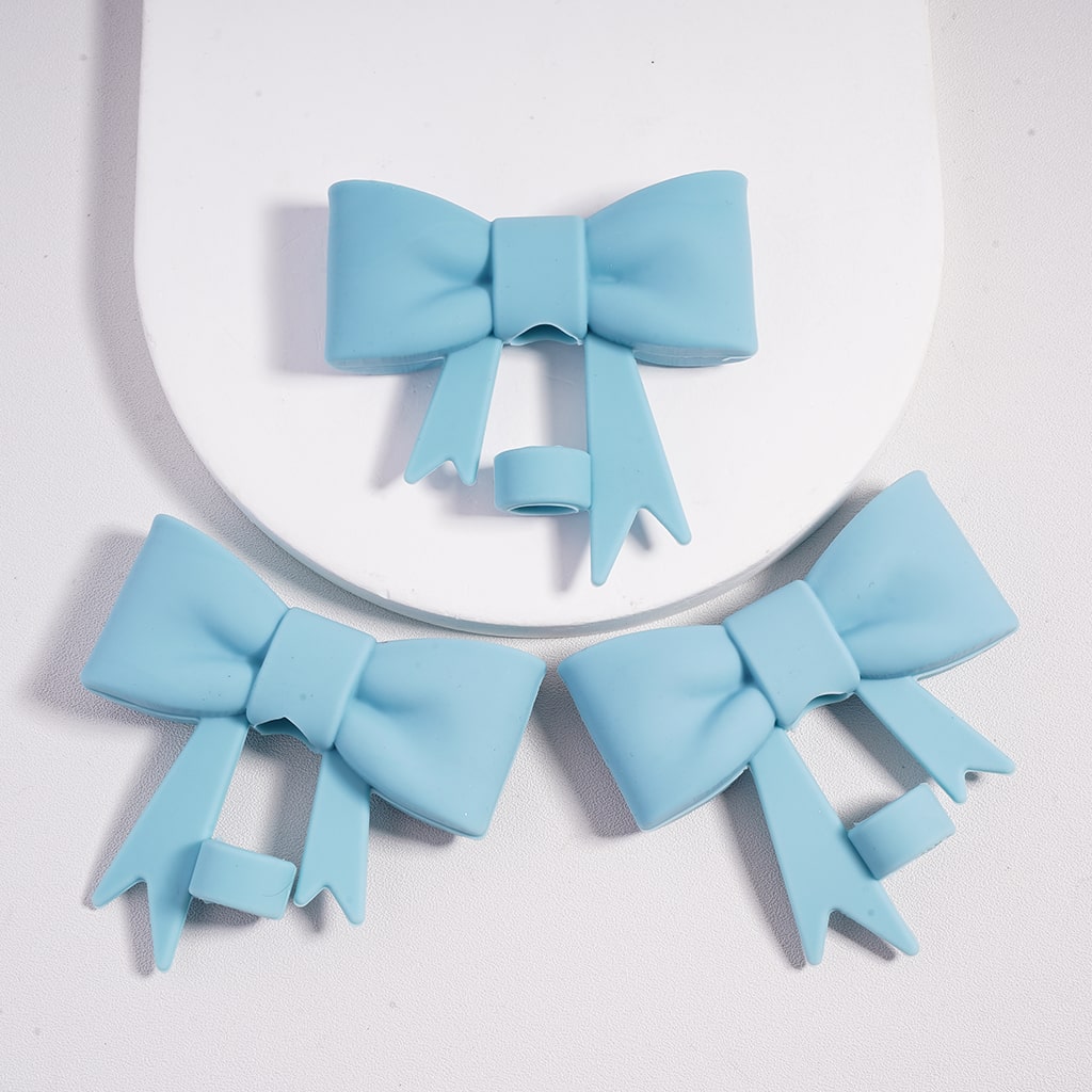 Food Grade Bowknot Silicone Straw Topper Cup Tumbler Accessory Solid Color Random Mix