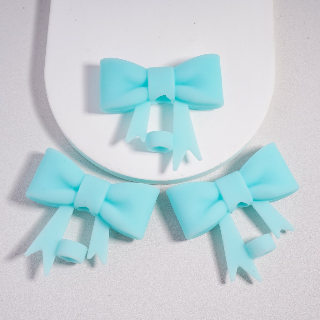 Food Grade Bowknot Silicone Straw Topper Cup Tumbler Accessory Solid Color Random Mix